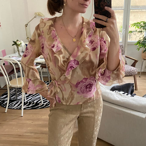 Blouse cache-cœur imprimé floral