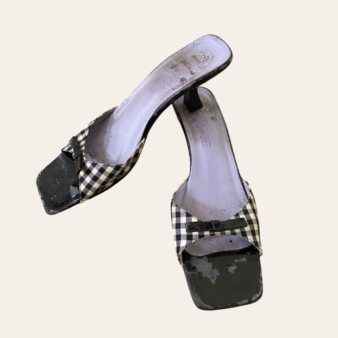 Gingham print mules