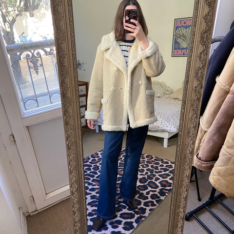 Manteau effet peau lainée