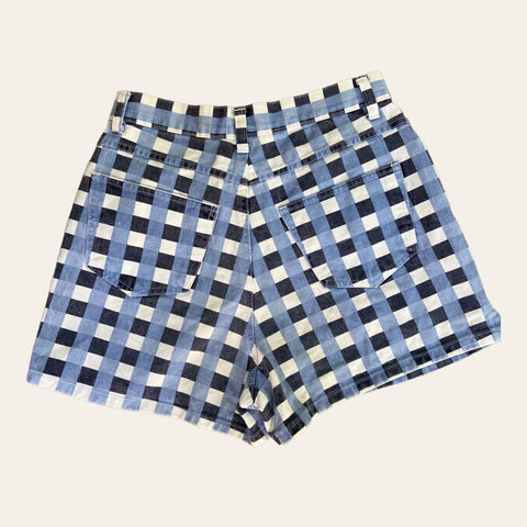 Short en jean imprimé vichy