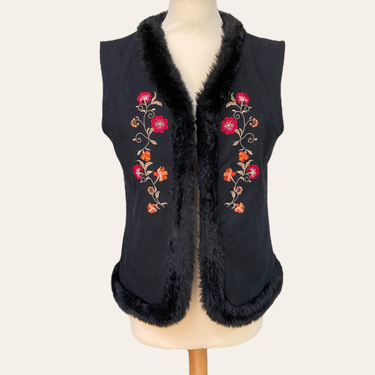 Embroidered fur-lined jacket