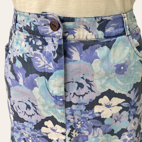 Jupe denim imprimé floral