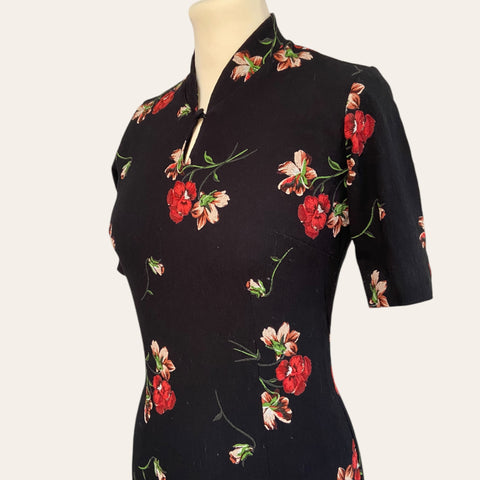 Floral print chinese dress