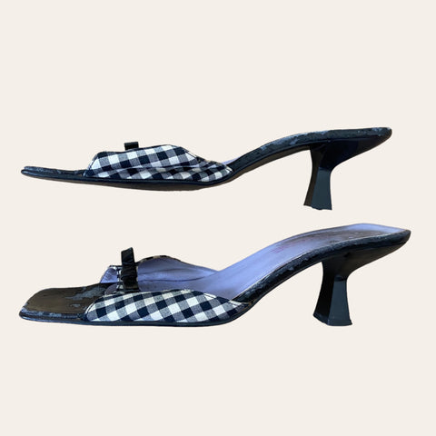 Gingham print mules