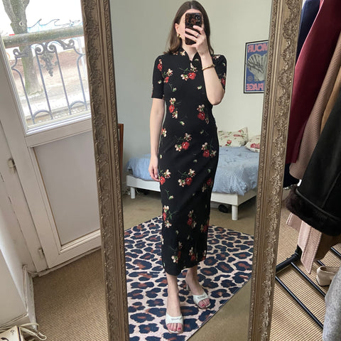 Floral print chinese dress