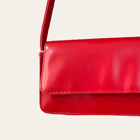 Sac type baguette rouge vernis