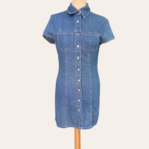 Robe boutonnée mini en jean