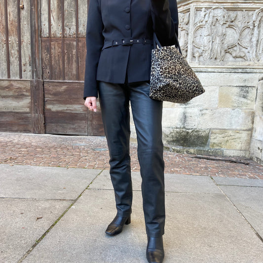 Pantalon droit en cuir