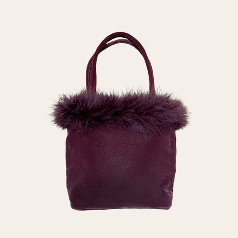 Mini sac en velours et plumes