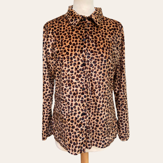 Leopard print velvet shirt