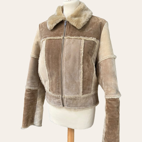 Manteau patchwork en cuir