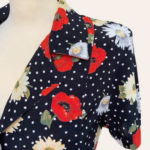 Blouse à pois et fleurs