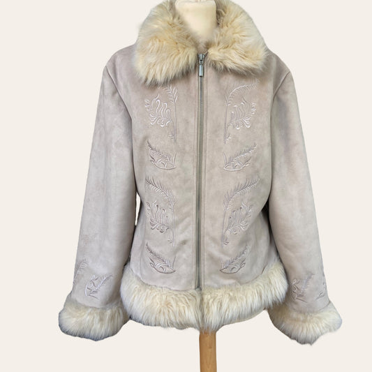 Embroidered fur coat