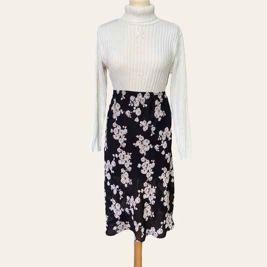 Floral print mid-length skirt