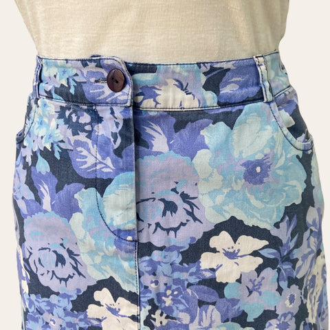 Jupe denim imprimé floral