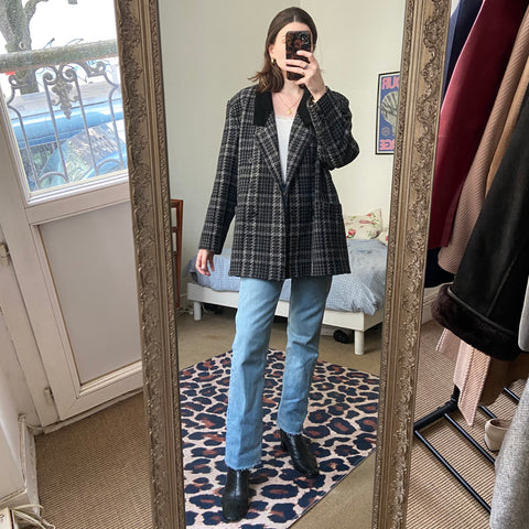 Checked wool blazer