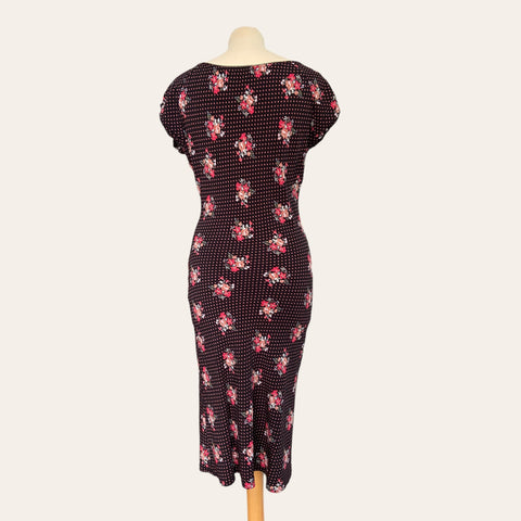 Midi dress with polka dots and flowers