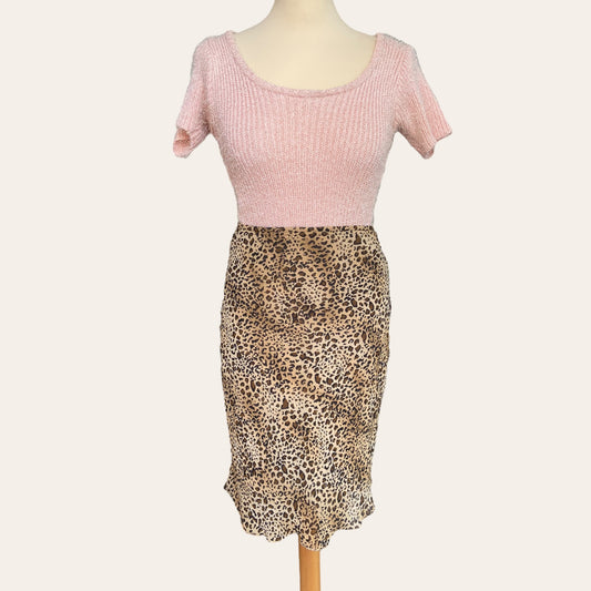 Leopard print midi skirt