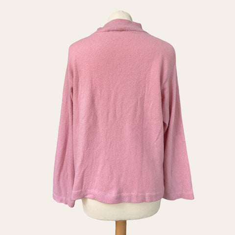 Pull rose bonbon lainé