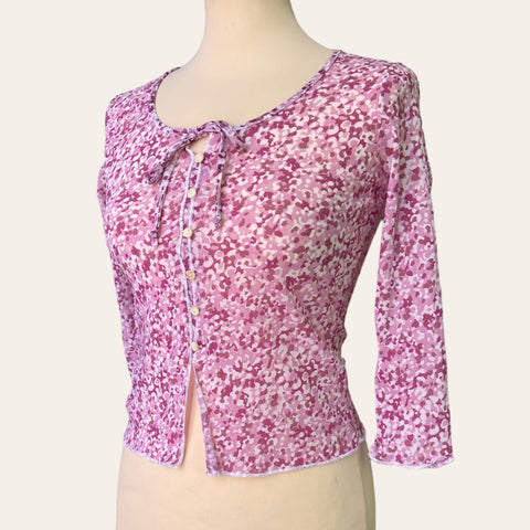 Blouse imprimé floral en mesh