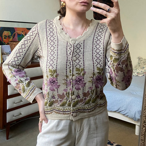 Cardigan lainé imprimé floral