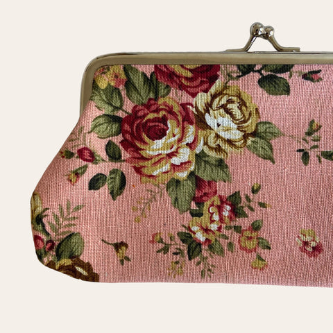 Porte-monnaie floral rose