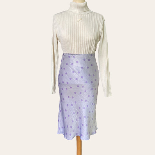 Polka dot print midi skirt