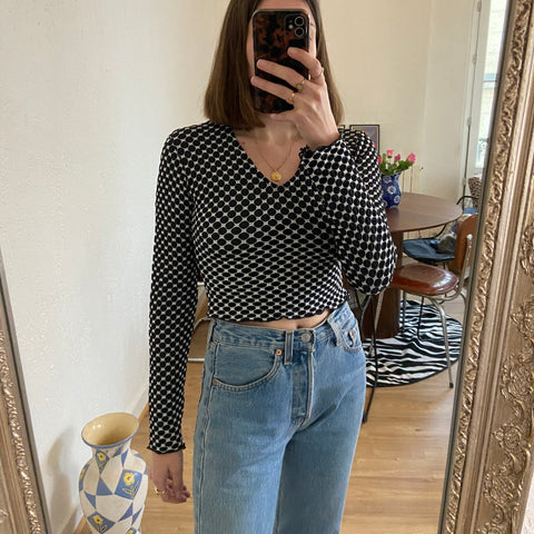 Polka dot print crop top