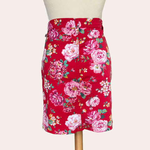 Floral print denim skirt