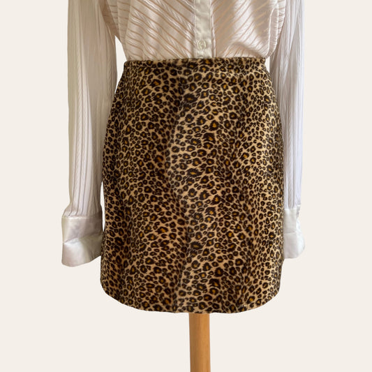 Mini jupe velours imprimé léopard