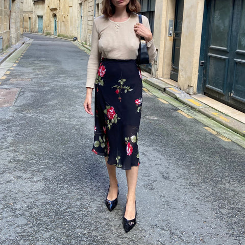 Jupe midi imprimé floral