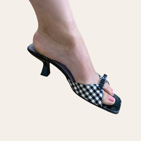 Gingham print mules