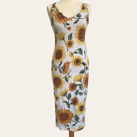 Robe midi imprimé tournesols