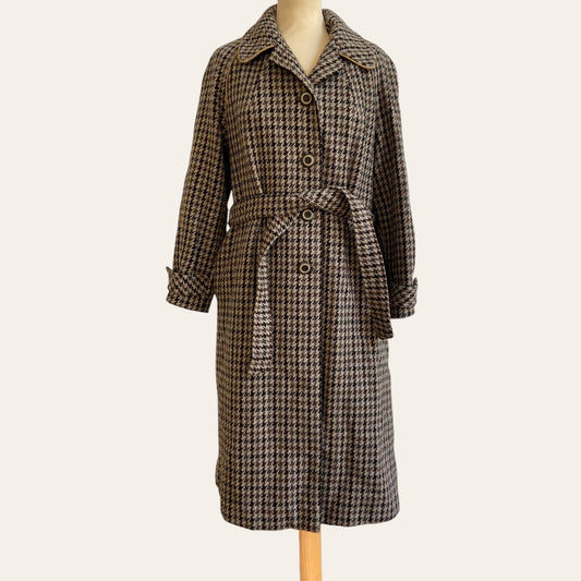 Belted checked coat