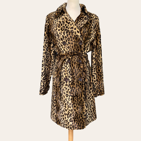 Leopard fur trench coat