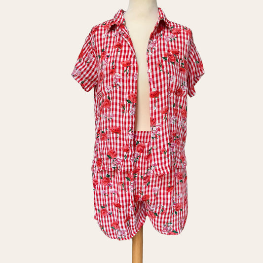 Gingham shirt and shorts set