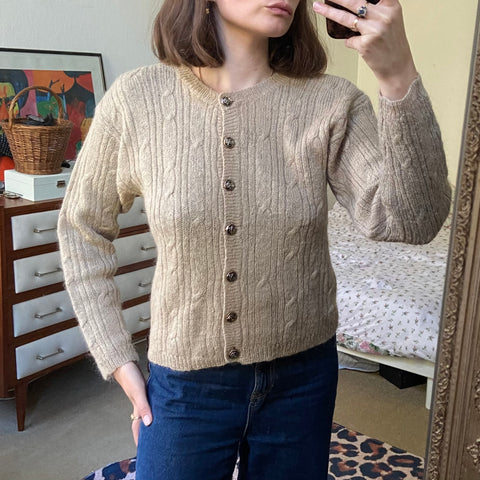 Woolen cable cardigan