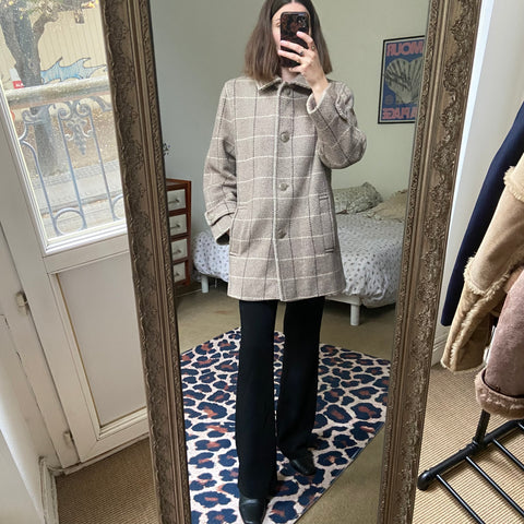 Checked woolen coat