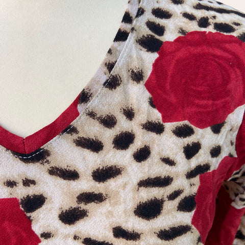 Leopard and rose print top