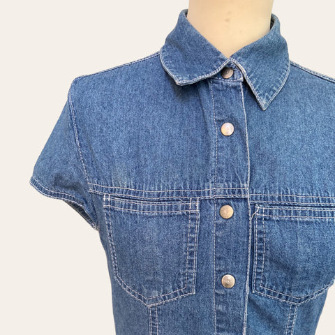 Robe boutonnée mini en jean