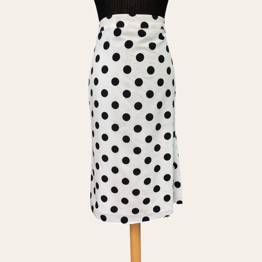 Large polka dot print midi skirt