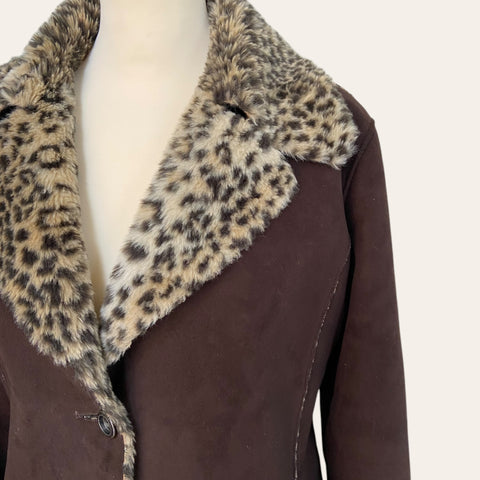 Leopard print fur coat