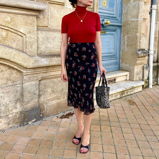 Floral print midi skirt