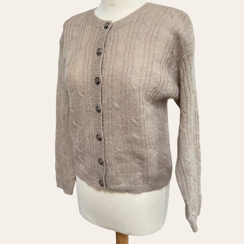 Woolen cable cardigan