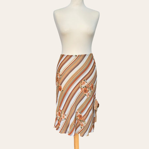 Striped print midi skirt