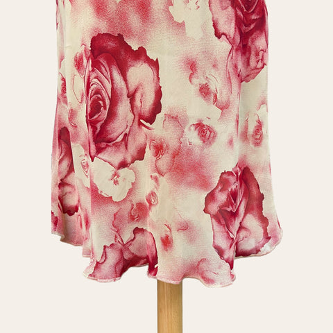 Jupe midi à roses