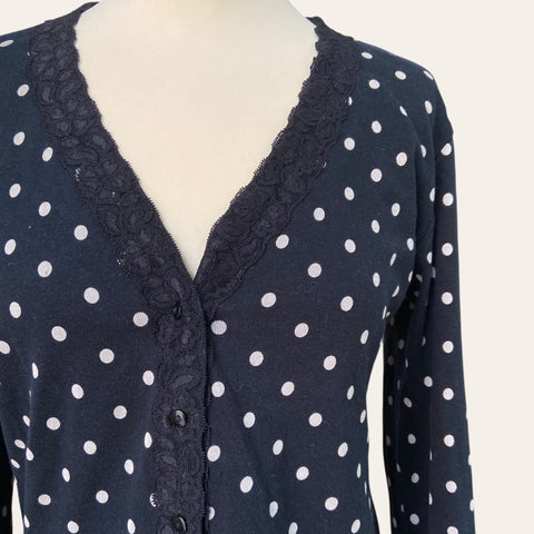 Polka dot and lace cardigan