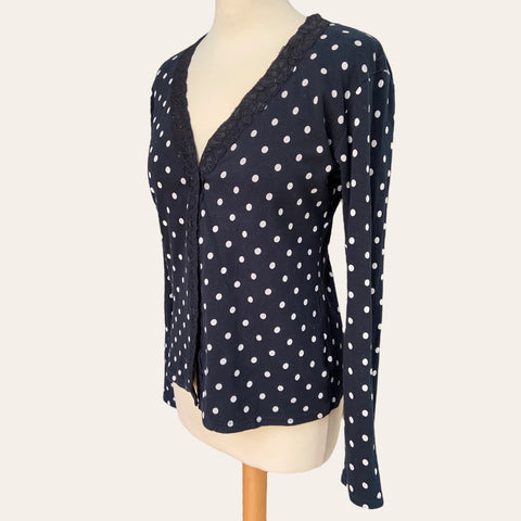 Polka dot and lace cardigan