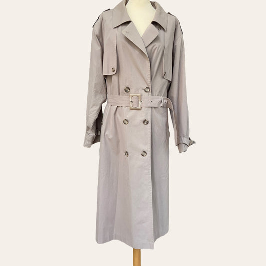 Long belted trench coat