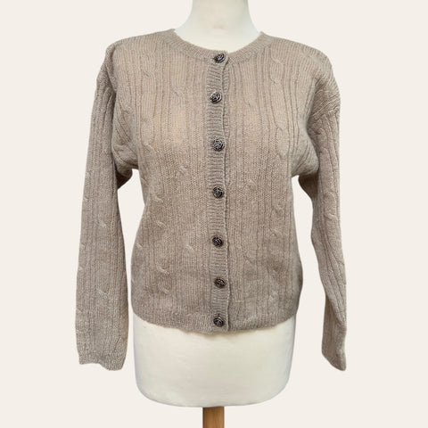 Woolen cable cardigan